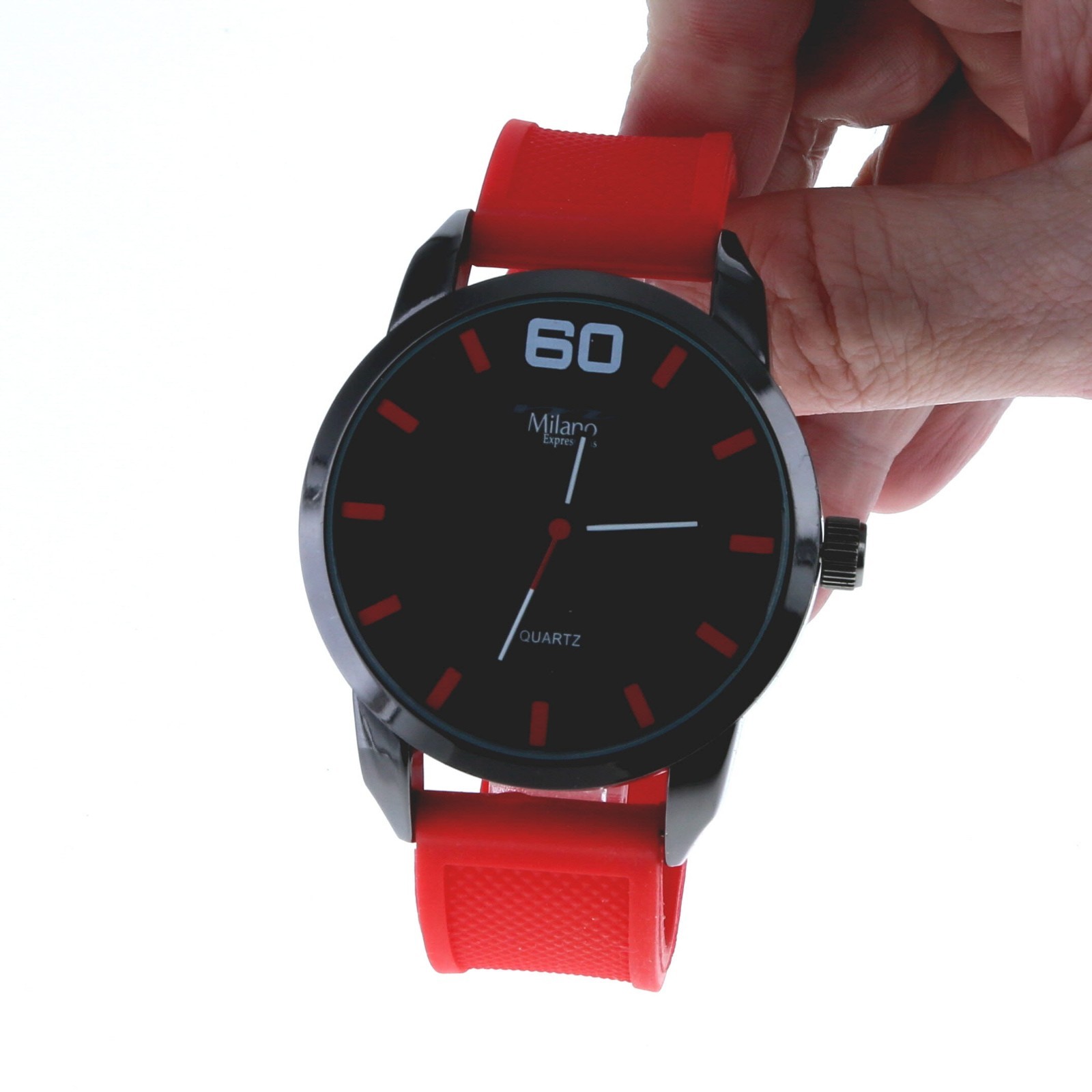 50 mm Men’s Sport Dress Quartz Watch with Red Silicon Band New