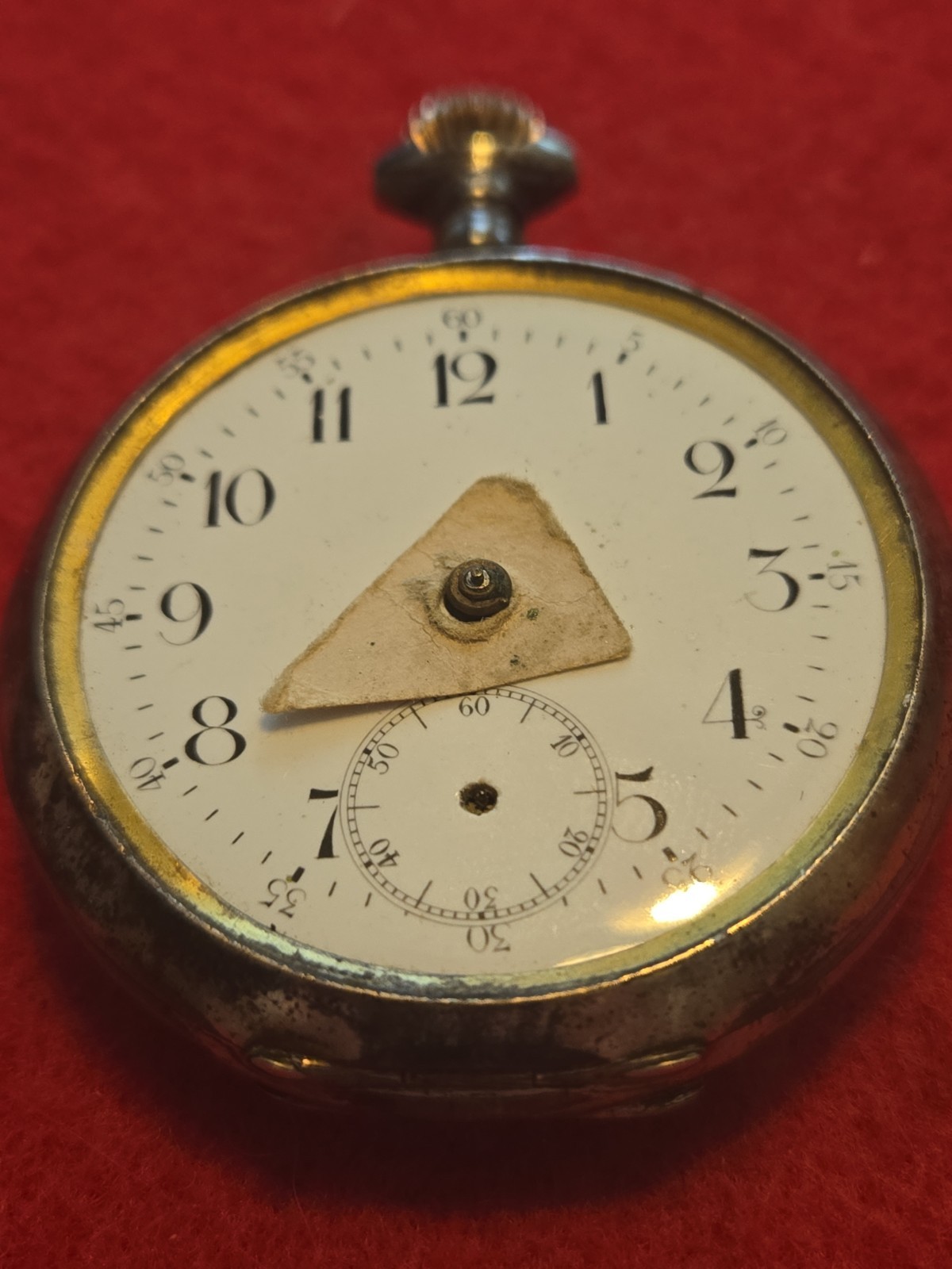 Antique Coin Silver Pocket Watch Swiss Cylinder Push Button Setting