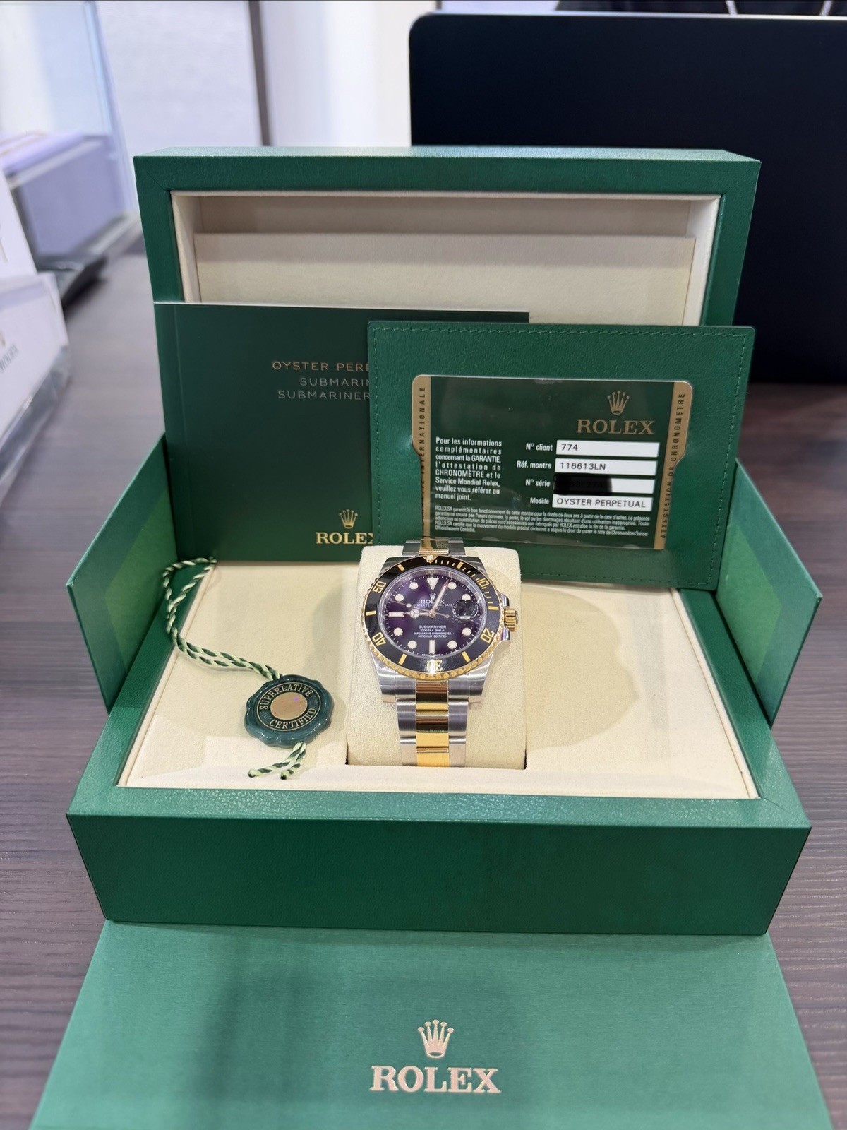 2016 Rolex Submariner Date Black TT 18K Gold Steel 116613LN 40mm Watch FULL SET!