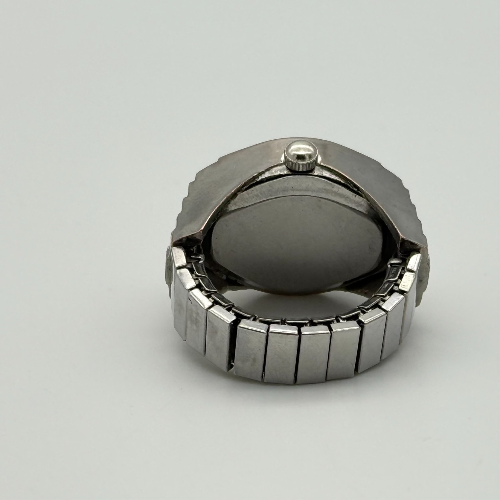 Women’s KS Silver Tone Black Dial 20mm Quartz Ring Watch, Round Dial, Runs