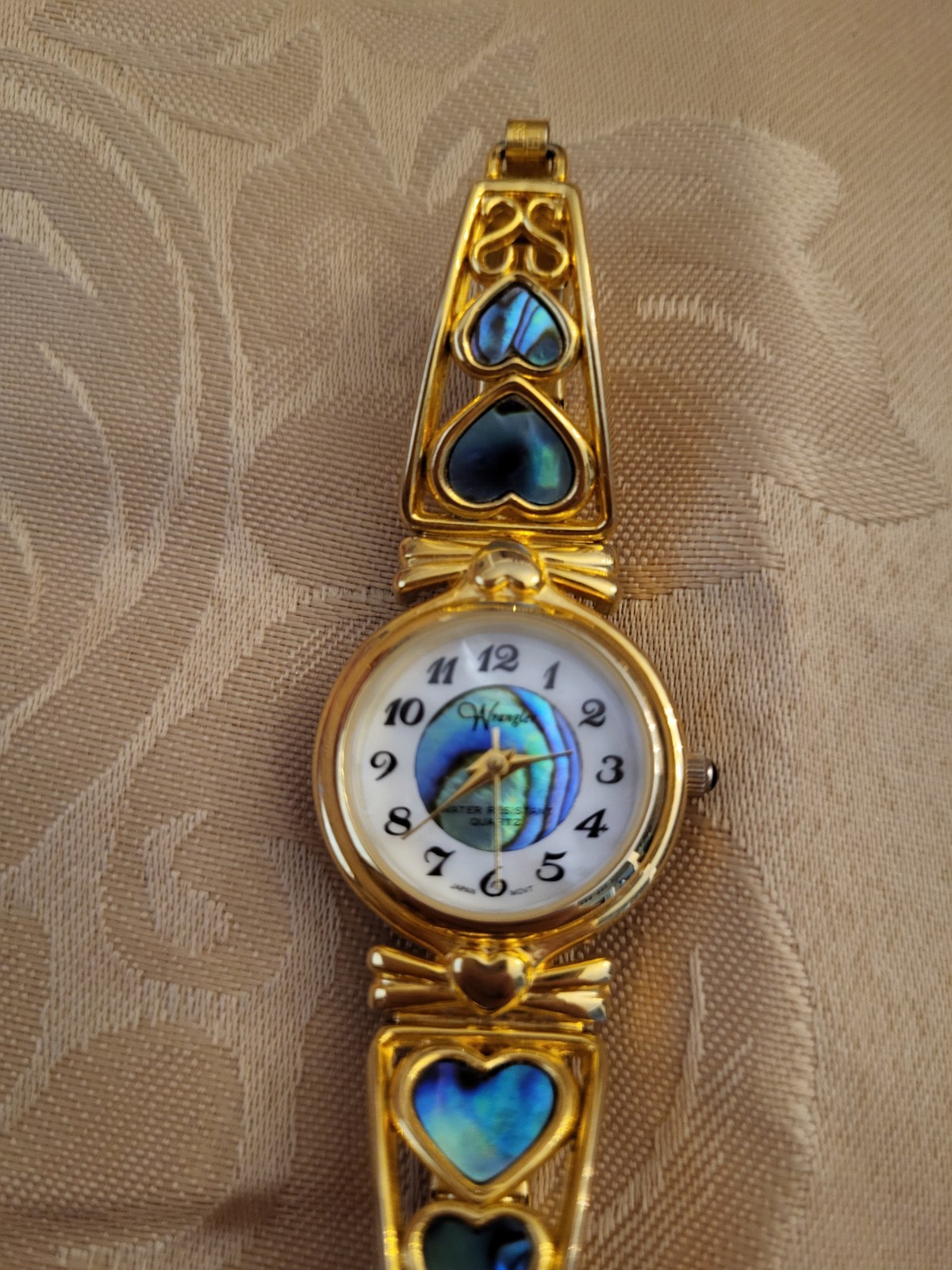 Wrangler Women Heart Charm Abalone Shell Dial Expansion Quartz 24mm Watch 6 1/2″