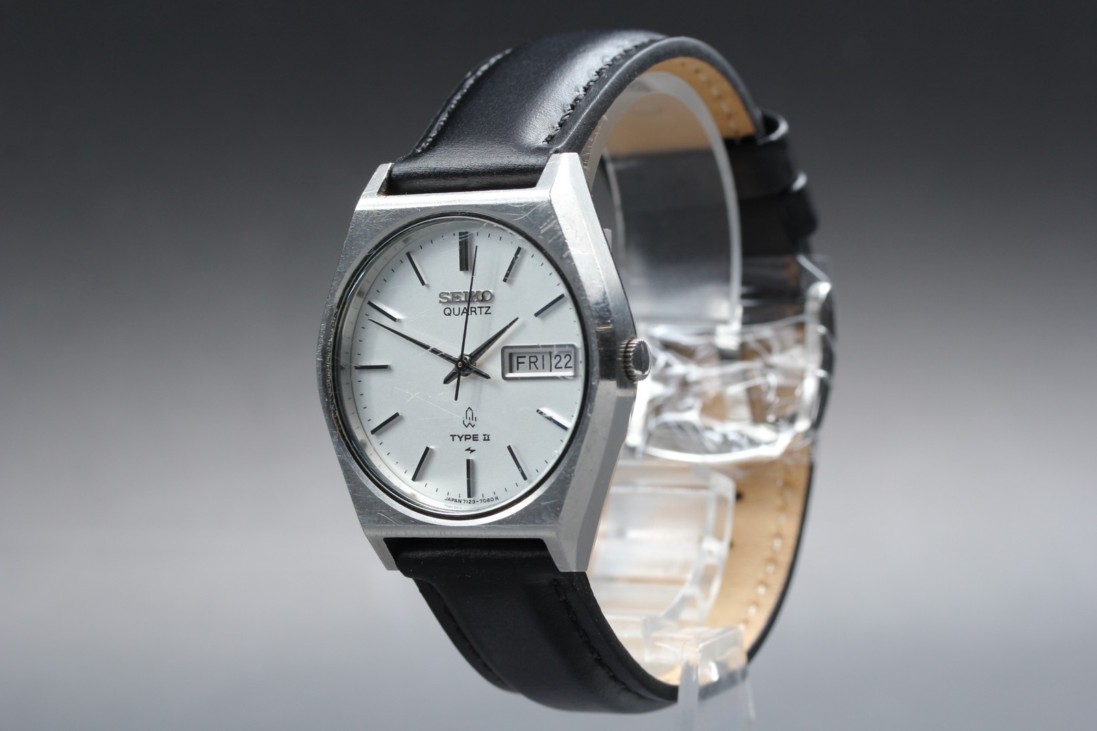 [Exc+4] Seiko Quartz Type II Day/Date Watch Ref 7123-7080 From JAPAN