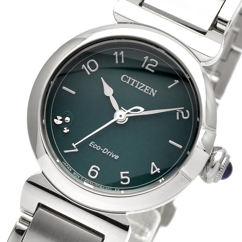 Citizen L ROUND Collection EM1130-83X Eco-Drive Solar Green Dial 26mm Watch