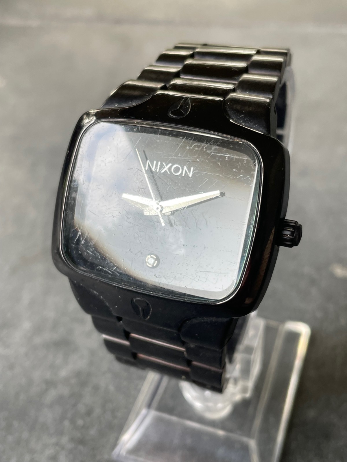 NEEDS BATTERY NIXON The Small Player Black Stainless Steel Analog Watch 40mm