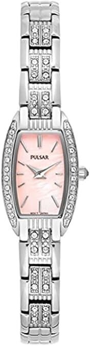 Pulsar PEGG75 Womens Watch Mineral Crystal Stainless Steel Pink Face