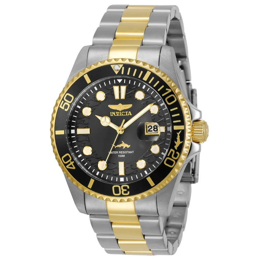 New Invicta Pro Diver Men’s Watch Currentwave 30023 43m Two Tone Gold And Silver