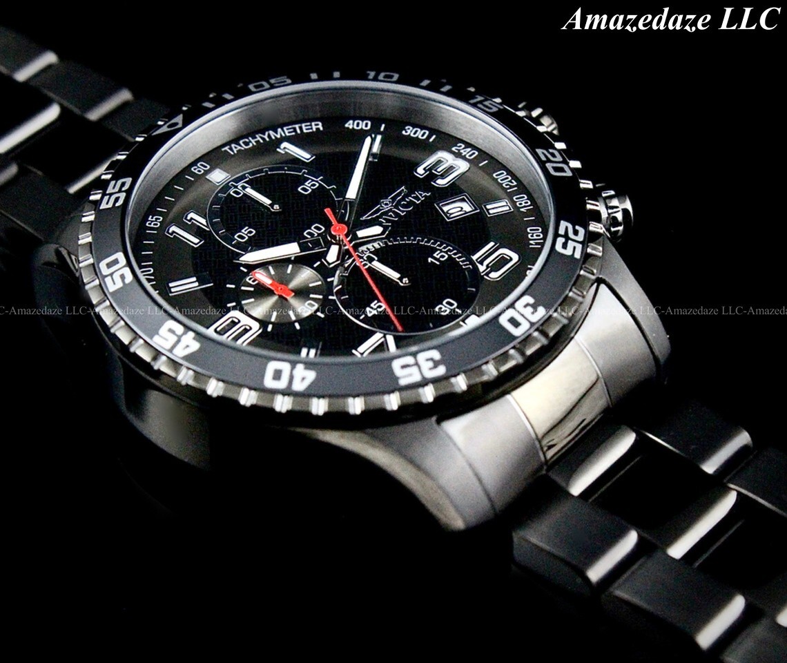 NEW Invicta Men PILOT 45mm COMBAT Stainless Steel BLACK DIAL Chronograph Watch