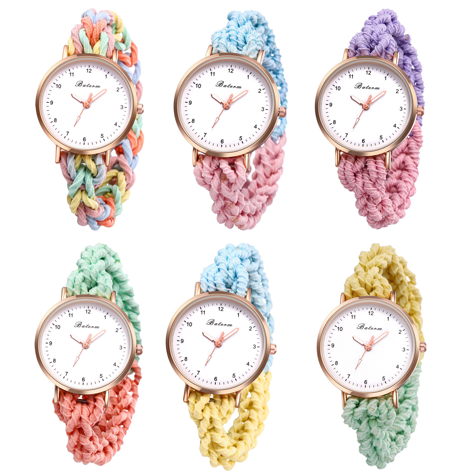 Women’s Girls Stretch Band Watches Elastic Weave Rope Analog Quartz Wrist Watch