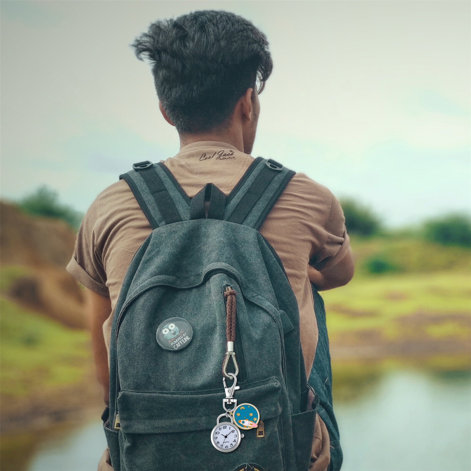 Space Star Charm Keychain Key Ring Watch Outdoors Backpack Belt Clip On Watches