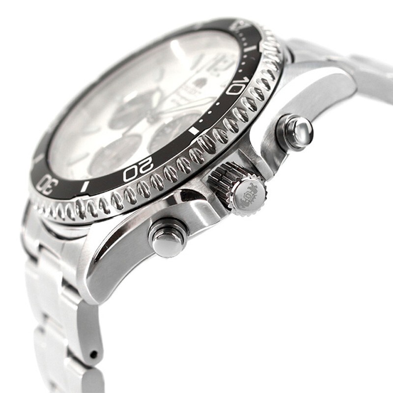Orient Mako RN-TX0203S Panda White Dial Solar Analog Chronograph Men Watch NEW