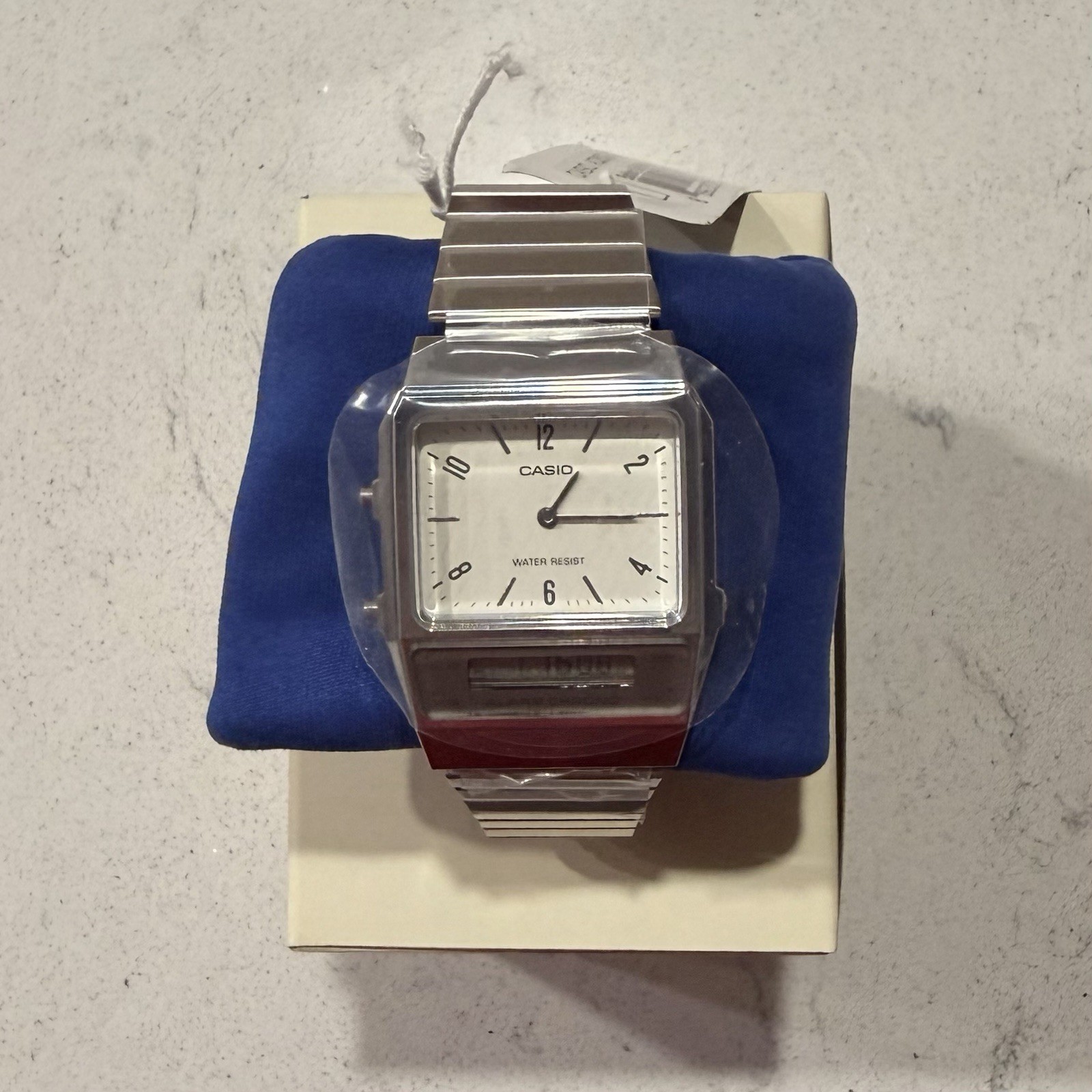 Casio AQ-800 Analog/Digital Quartz Silver Stainless Bracelet Alarm Chrono Box