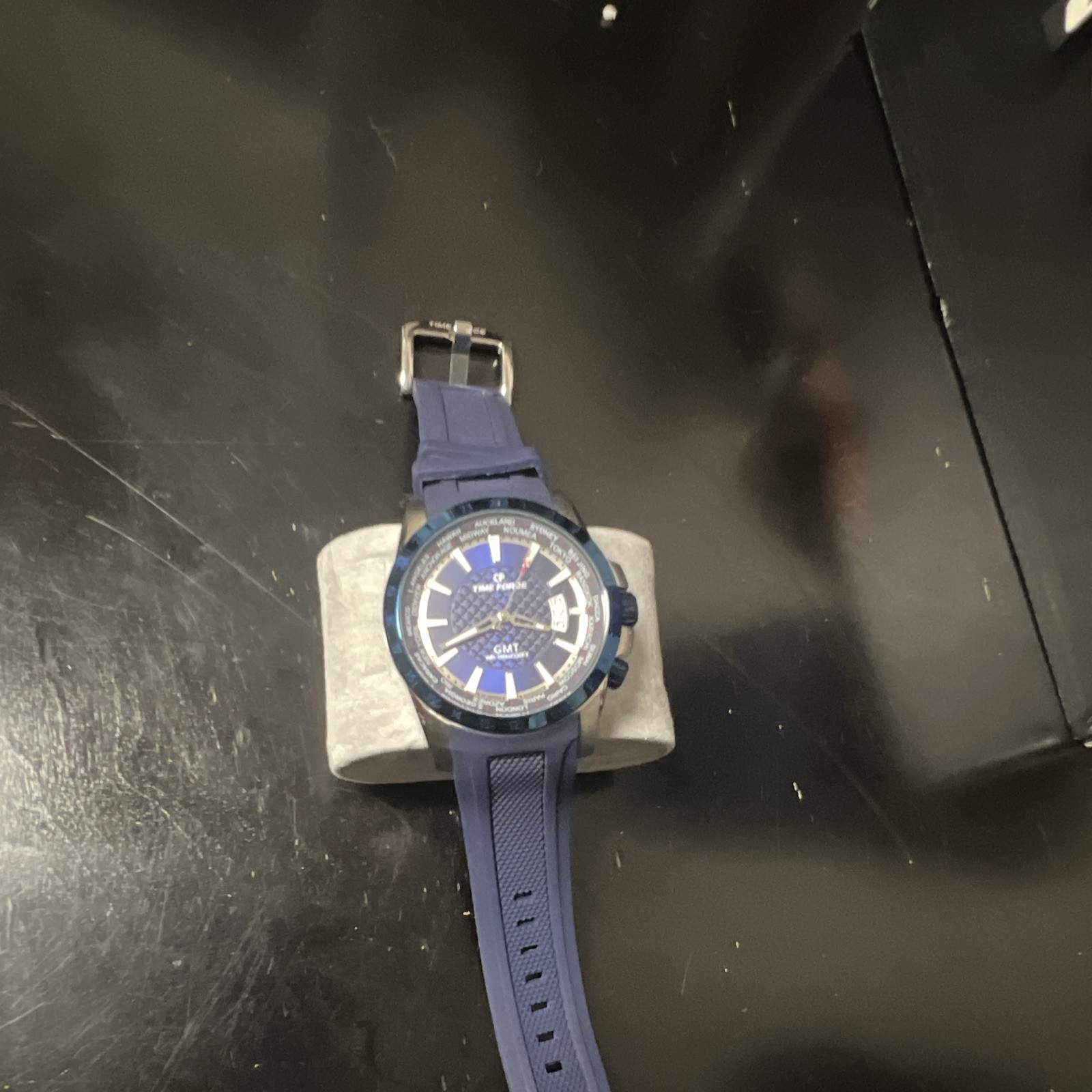 Time Force GMT Men’s Automatic GMT Watch Blue Dial Rubber Strap Date 100m