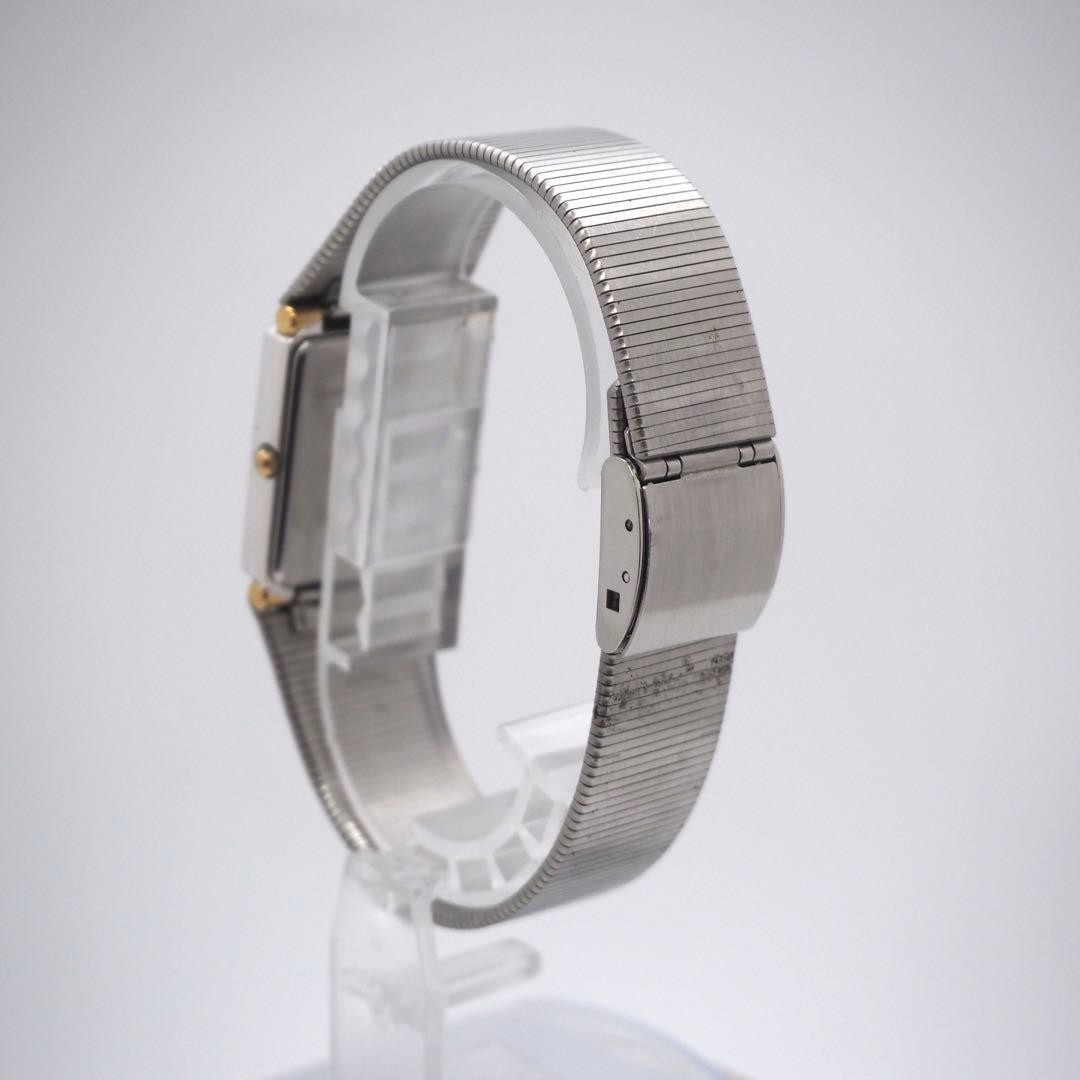 Seiko Men’s Square Quartz Watch Silver Gold Japan Vintage 072919