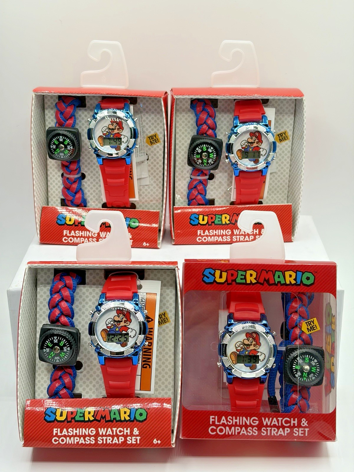NIP~Nintendo Super Mario Kids Flashing Watch & Compass Set