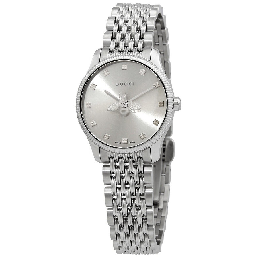 Gucci G-Timeless SWISS Quartz Bee Slim Stainless Steel Ladies Watch YA1265019