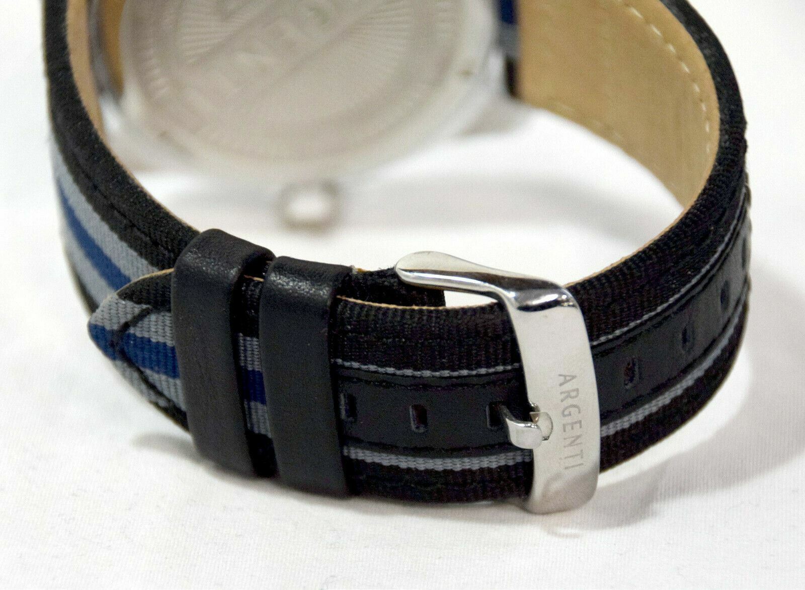 NEW Argenti 0343M Modernistic Watch Multi-Function Black/Grey/Blue Nylon Strap