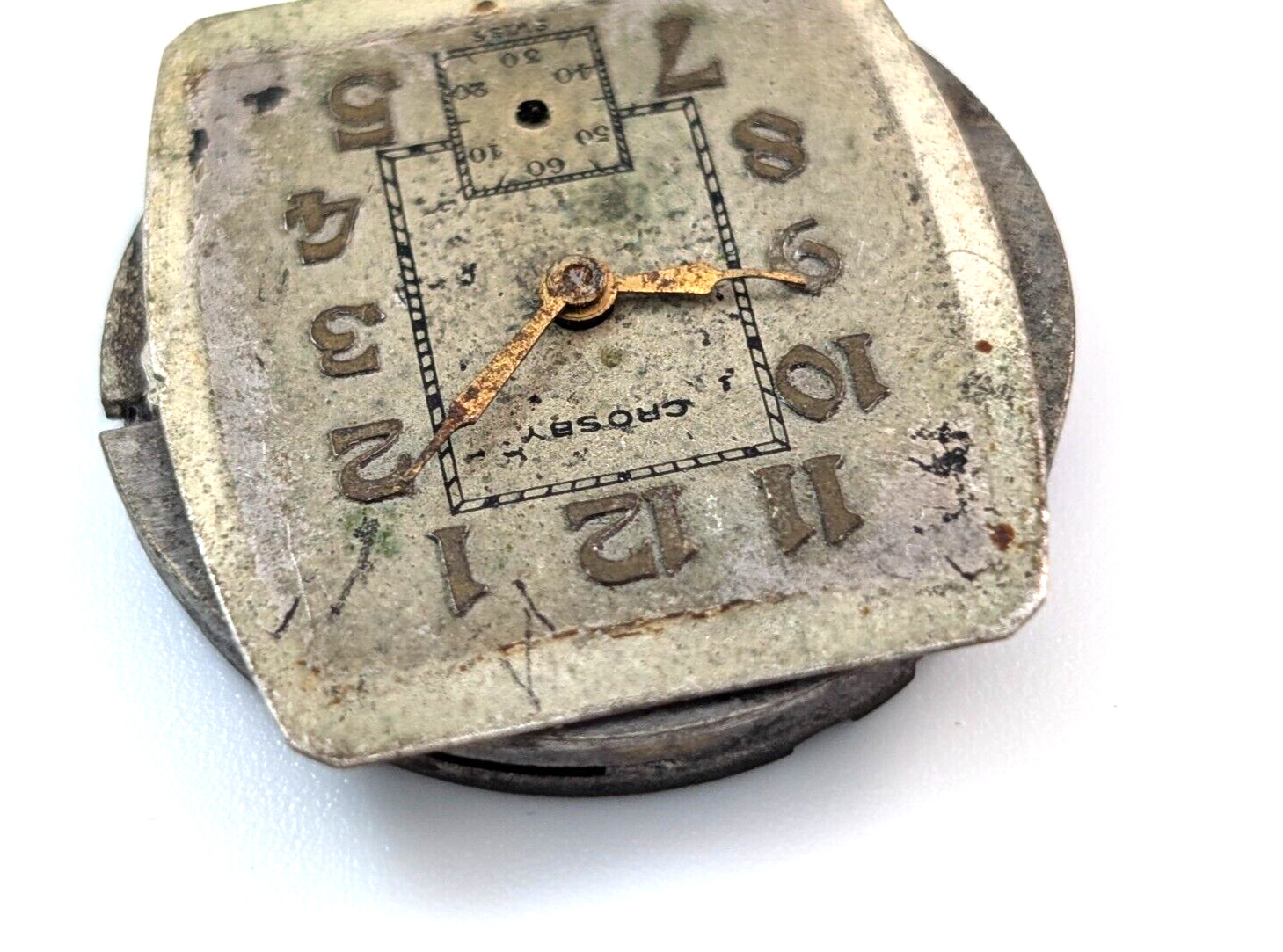 Vintage CROSBY Everbrite Watch Company Art Deco Men’s 25mm Movement PARTS REPAIR