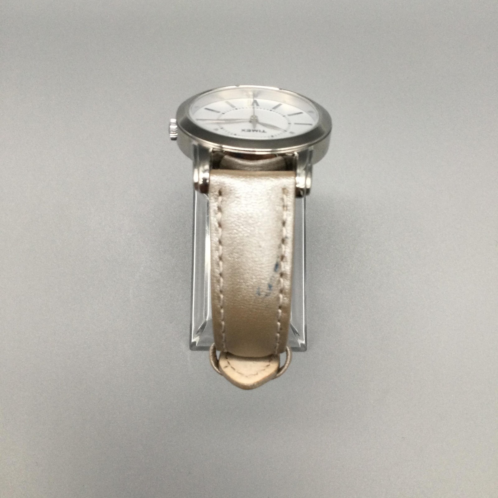 Timex Uptown Chic Womens Watch 32mm Silver Tone Beige Leather T2N683 New Battery