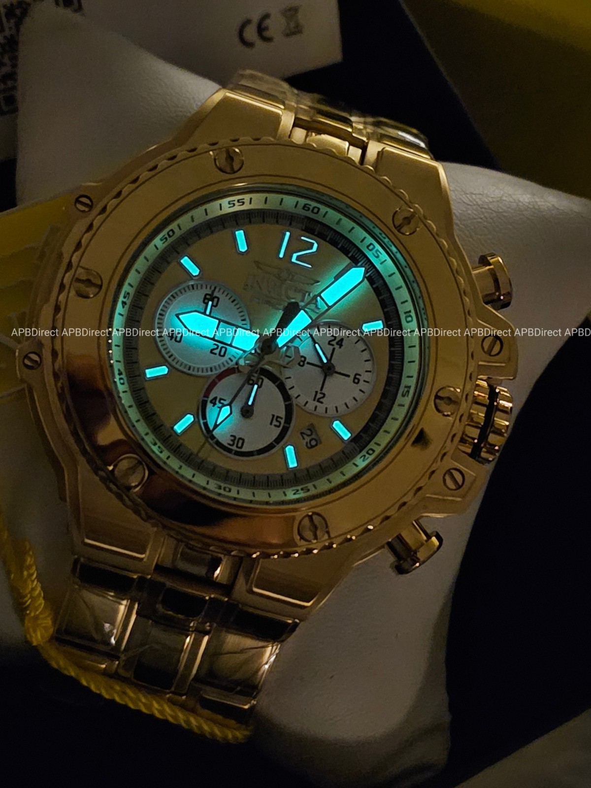 Invicta Racing Chronograph – Gold SS Case & Bracelet 56mm Case 200m Mens Watch