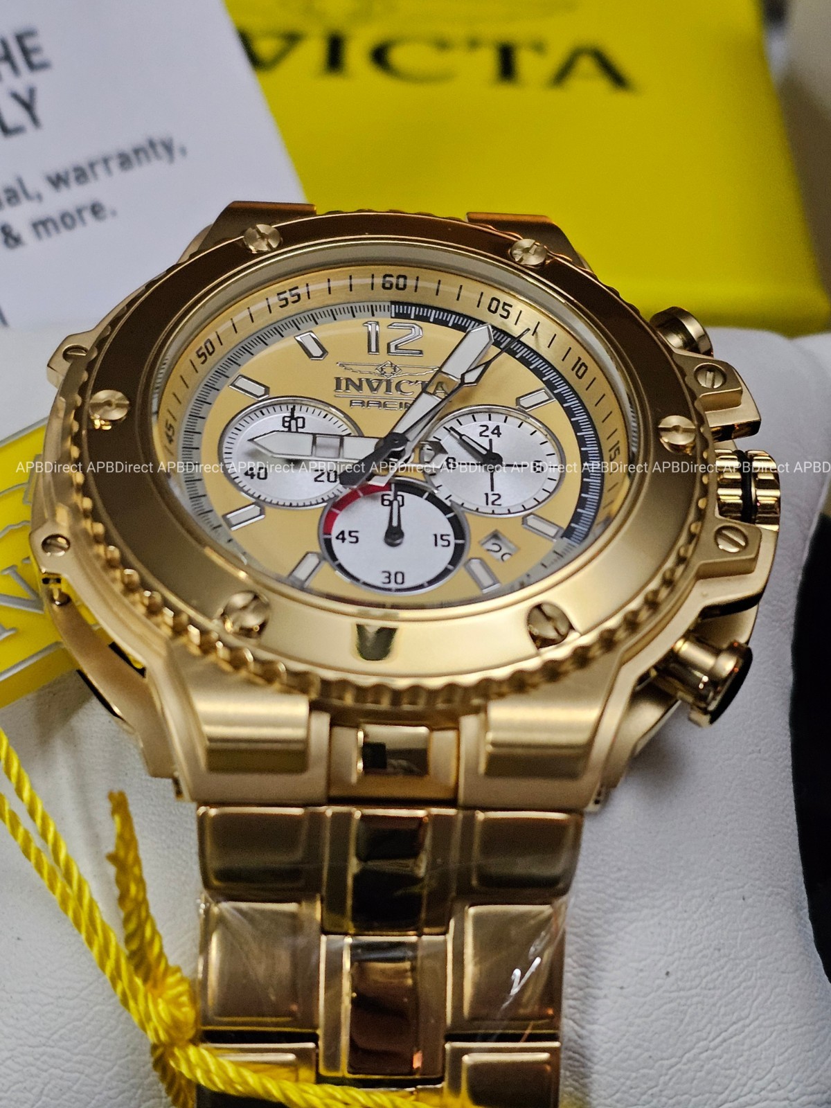 Invicta Racing Chronograph – Gold SS Case & Bracelet 56mm Case 200m Mens Watch