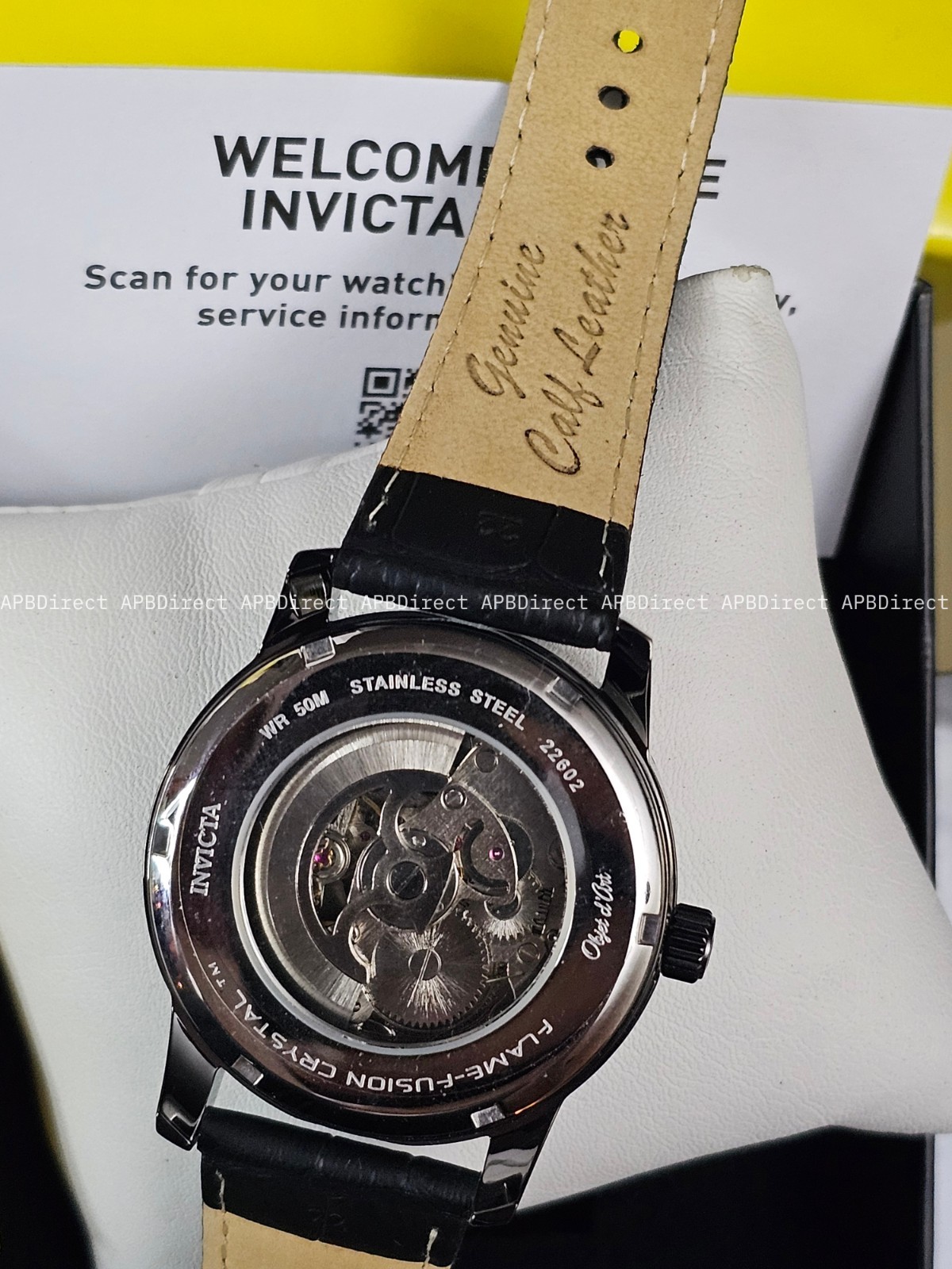 Invicta Objet D Art – Automatic – Skeleton Flame-Fusion Black Leather mens Watch