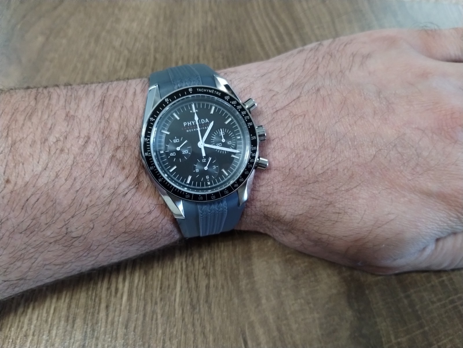 PHYLIDA 40mm Men’s ST19 Mechanical Chronograph Black Dial