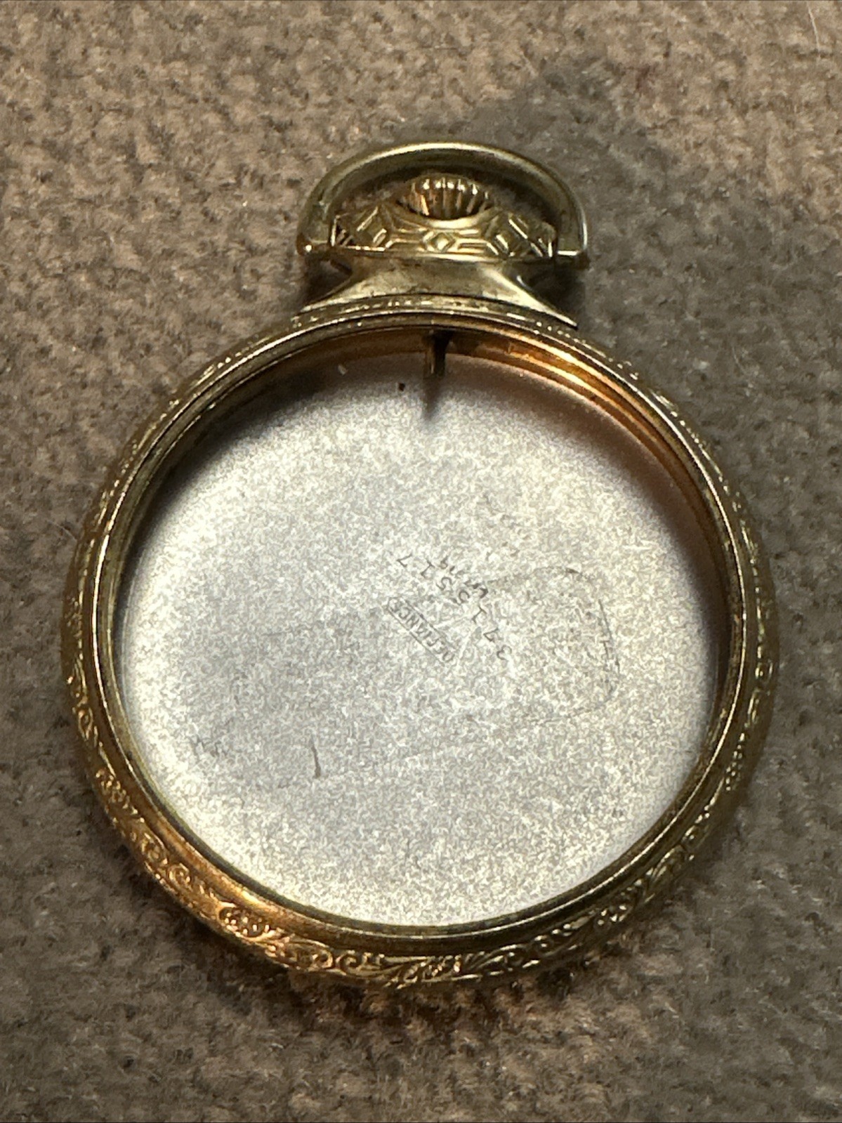 Defiance 416-Sz Silver & Gold tone Pocket Watch Case w/ Train Motif CASE ONLY