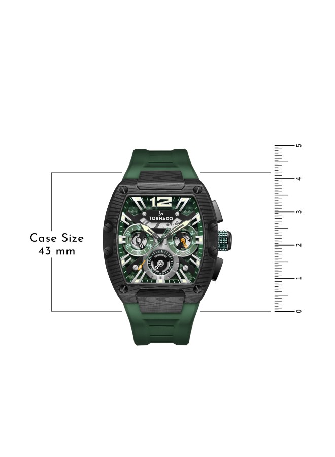 Tornado Xenith Men’s Multifunction Watch | Green Dial, 43mm, 100 m (10 ATM)