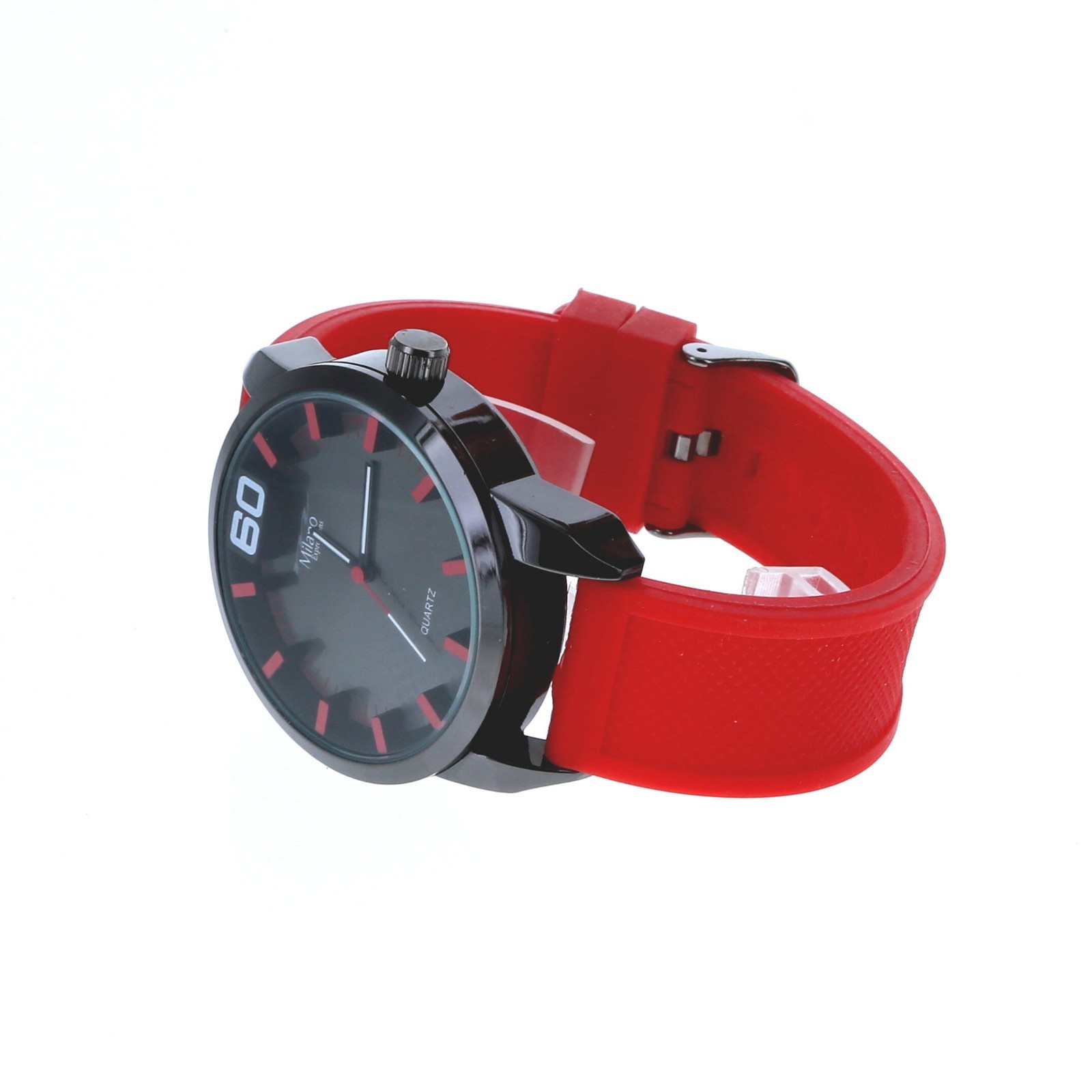 50 mm Men’s Sport Dress Quartz Watch with Red Silicon Band New