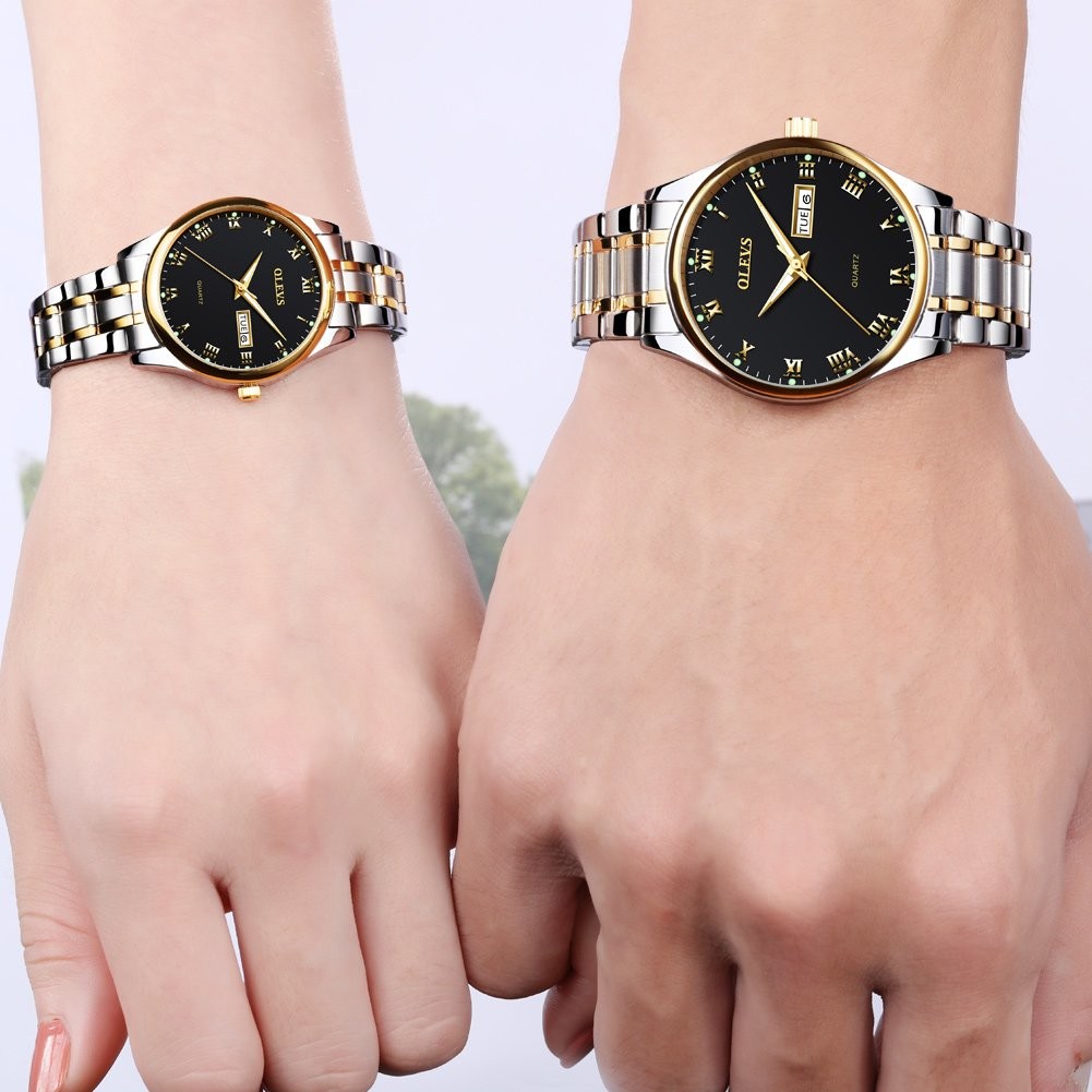 OLEVS Valentines Couple Pair Watches for Men and Women Lovers Romantic Wedding