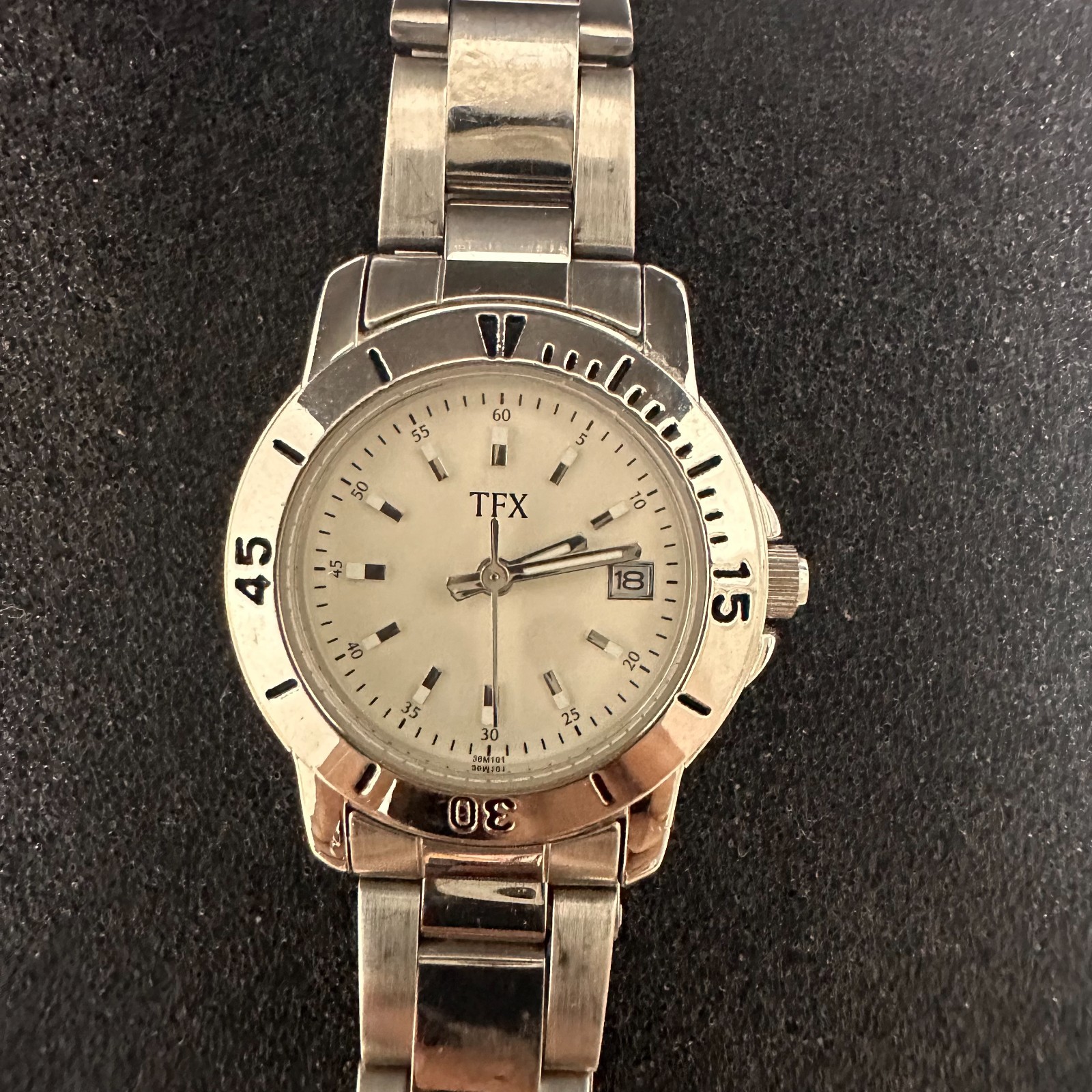 TFX by Bulova Womens Watch Silver Tone Date Window 36M101 New Battery 6.25″