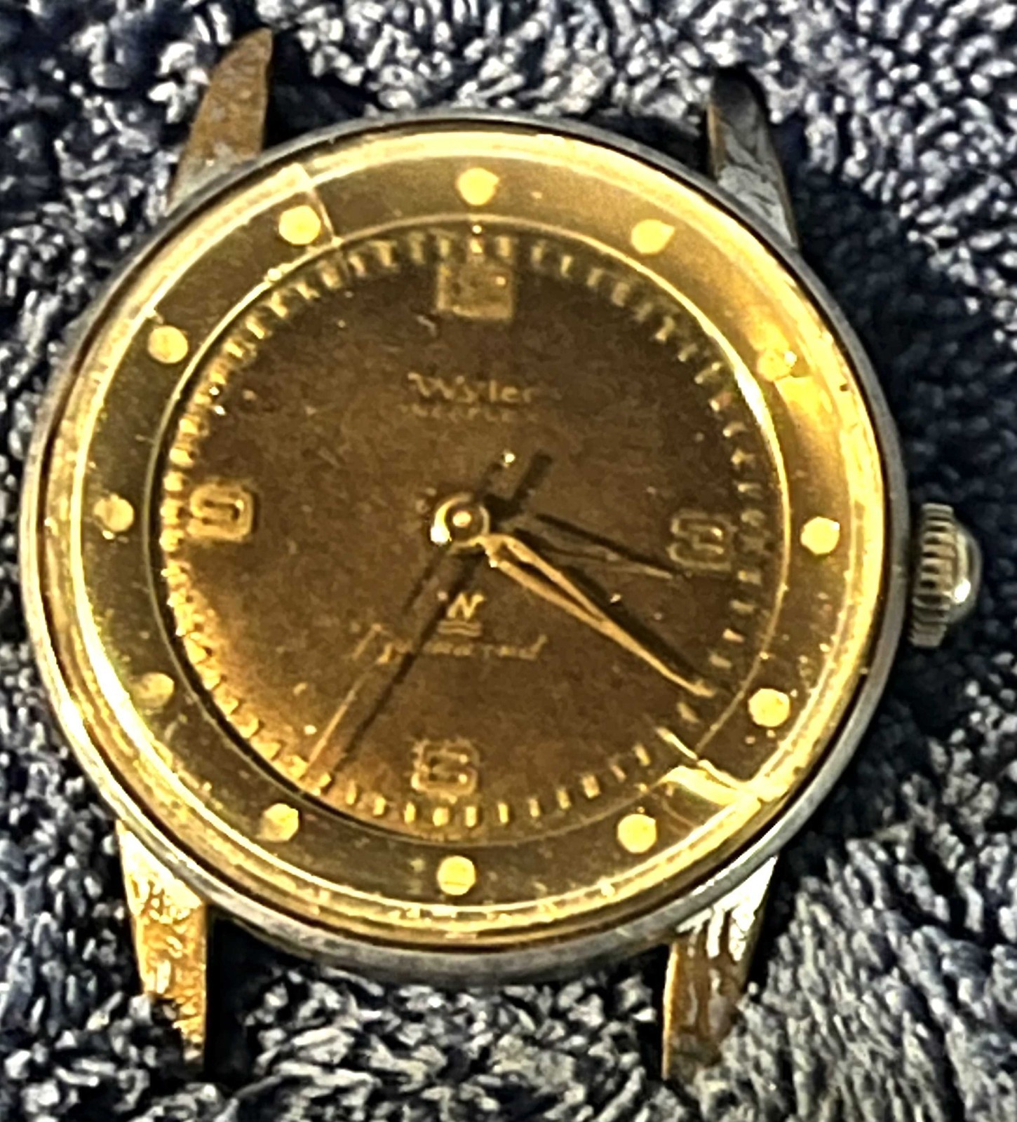 NO RESERVE VINTAGE WYLER TROPICAL DIAL INCAFLEX DYNAWIND MEN’S WATCH FOR REPAIR