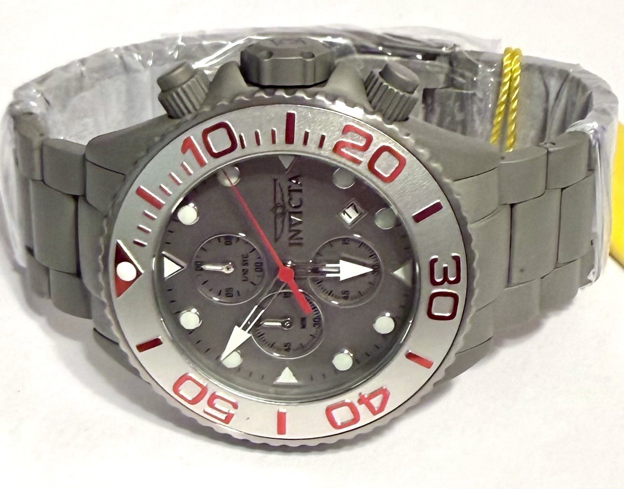 52mm Titanium-color Steel Bracelet | TMI VD57 Chrono GRAND DIVER Invicta Watch