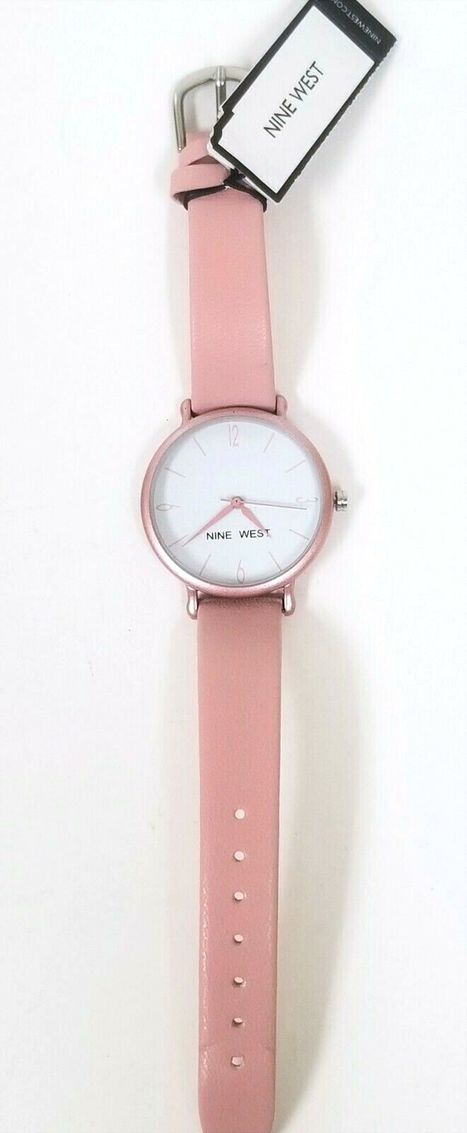 NEW NINE WEST PINK TONE,WHITE DIAL,PINK LEATHERETTE BAND WATCH NW/2319WTBH
