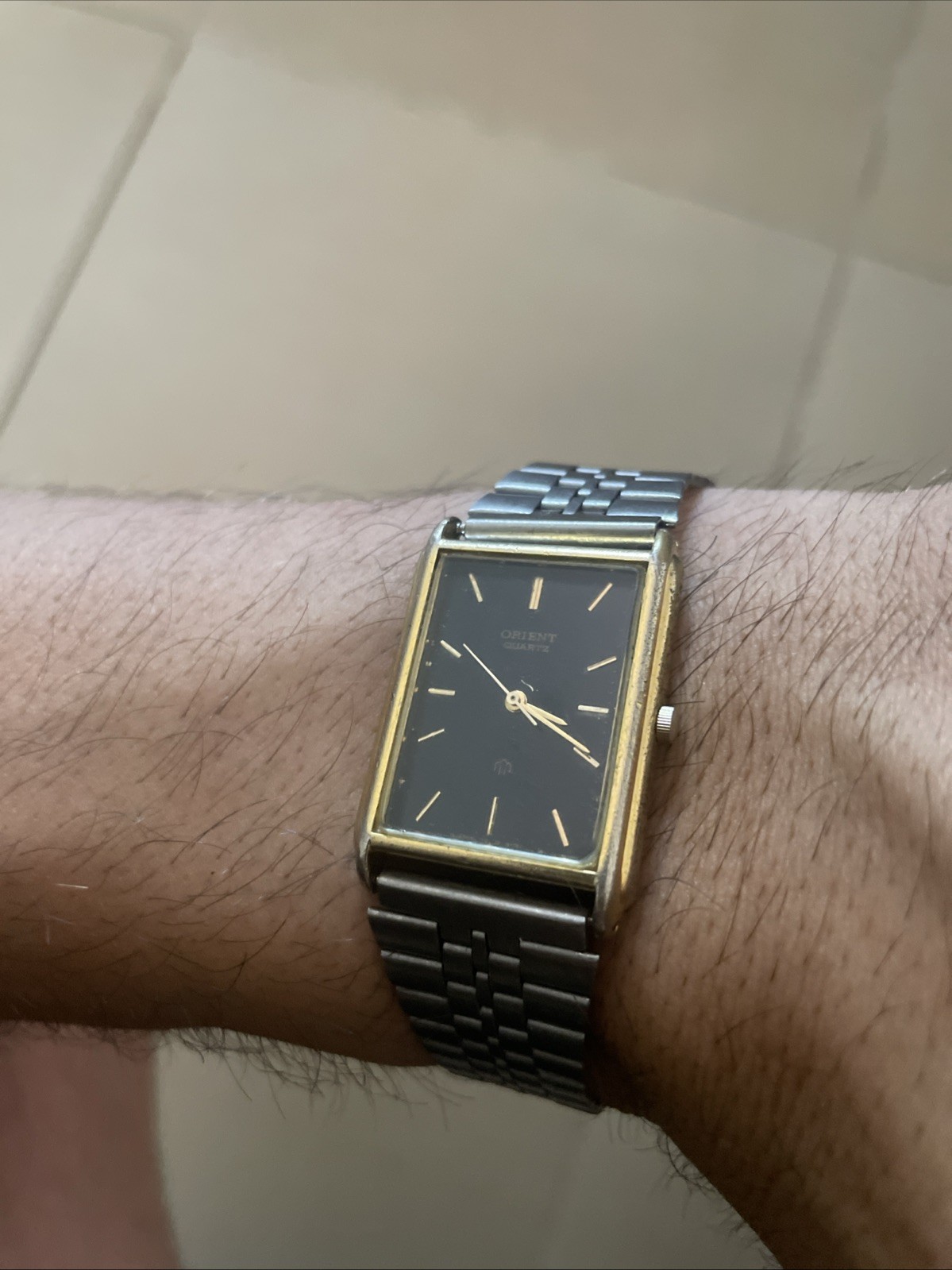 ORIENT Gold-tone Case Japan1980s Black Dial Ladies Watch