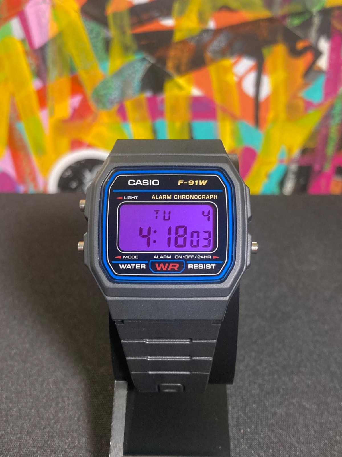 Custom Casio F91W Color Screen Mod Purple