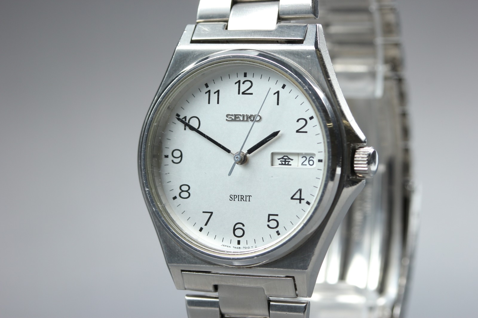 [Near MINT] SEIKO Spirit 7N48-7000 34mm White Dial Qz Men’s Watch from JAPAN