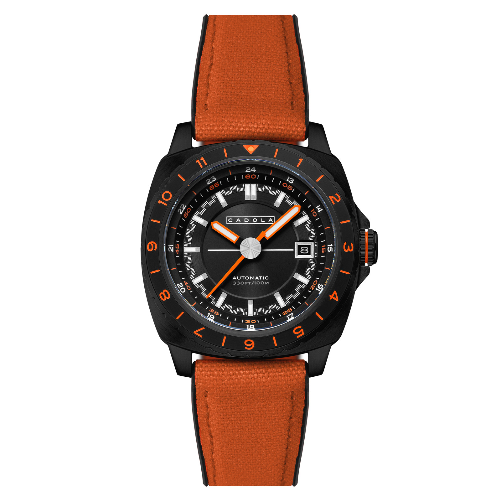 Overdrive Automatic Black / Orange Canvas Black Dial Wristwatch CD-1063-07