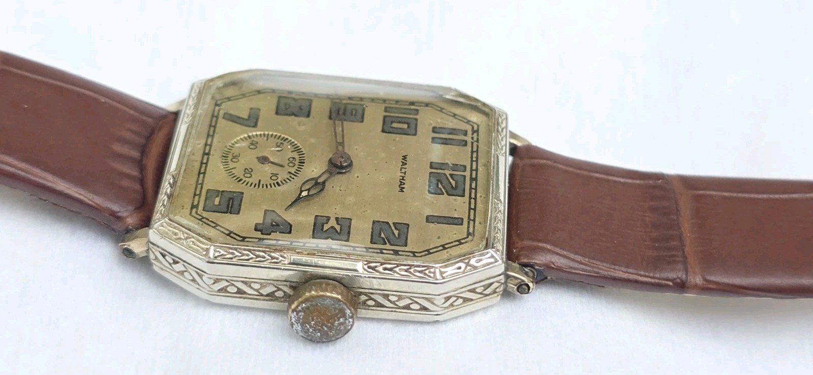 Vintage Antique 1927 Waltham Sapphire 14K WGF 15 Jewels Men’s Art Deco Watch