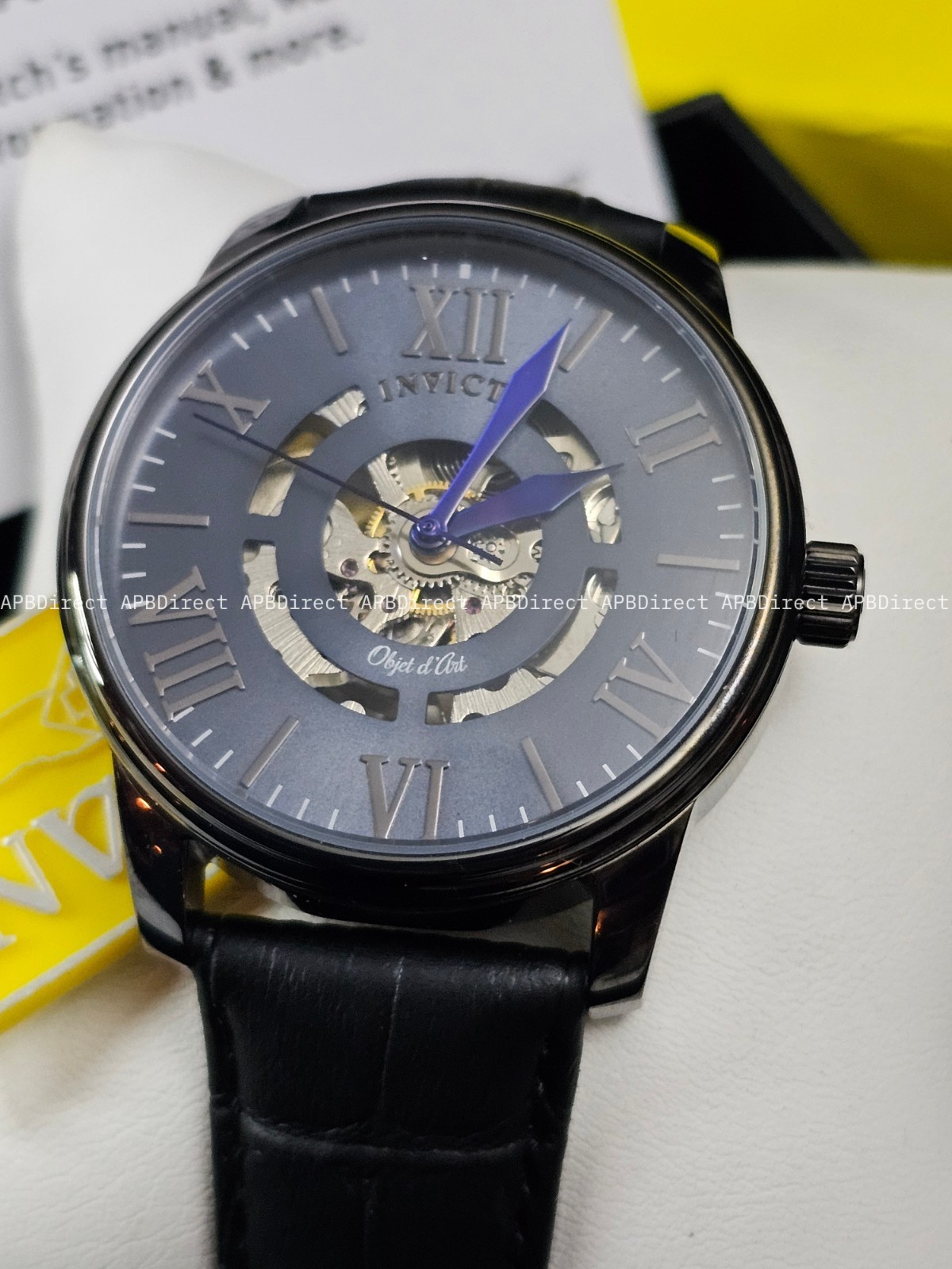 Invicta Objet D Art – Automatic – Skeleton Flame-Fusion Black Leather mens Watch
