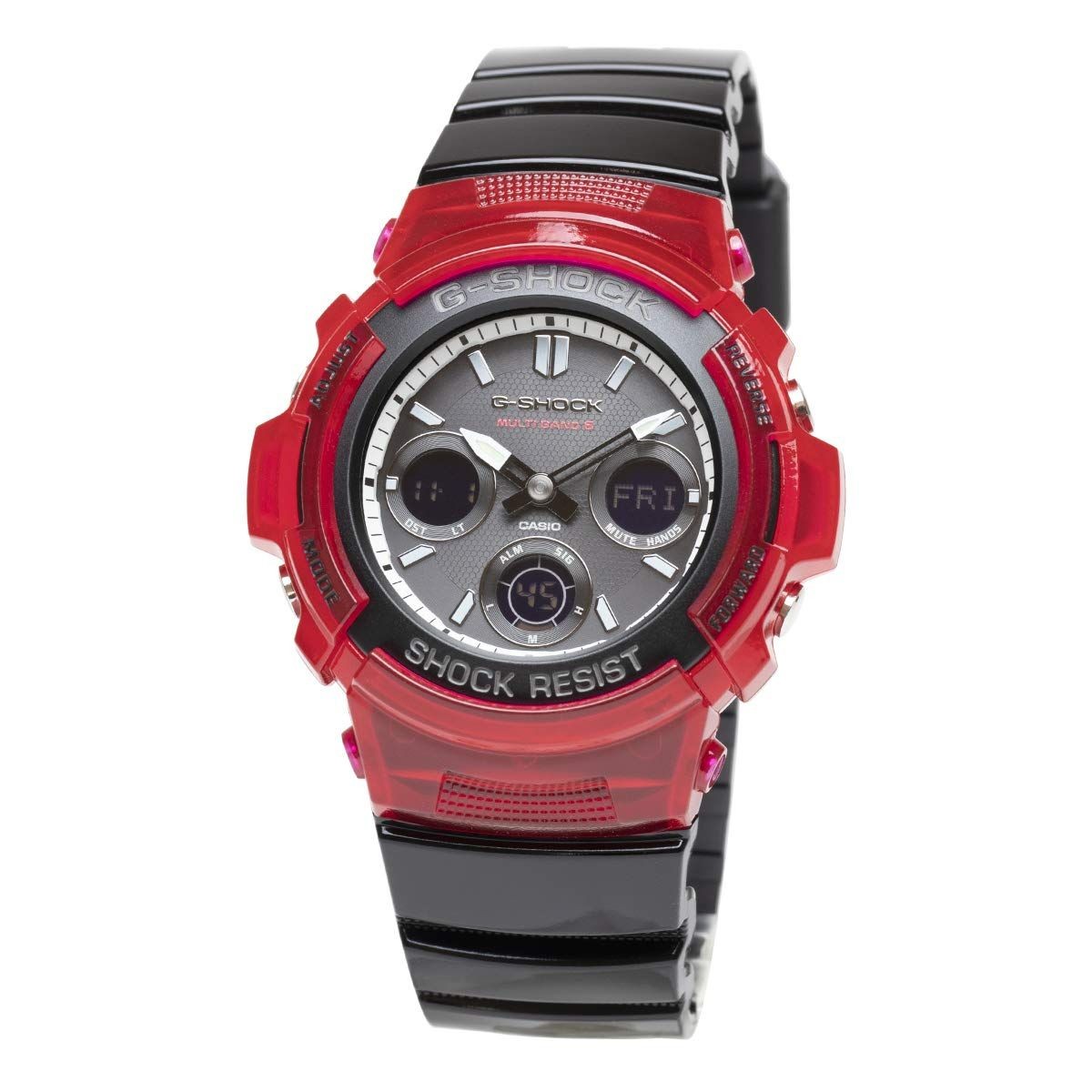 CASIO G SHOCK AWG M100SRB 4A Wristwatch Men’s Ana Digi Radio Solar Black Red G S