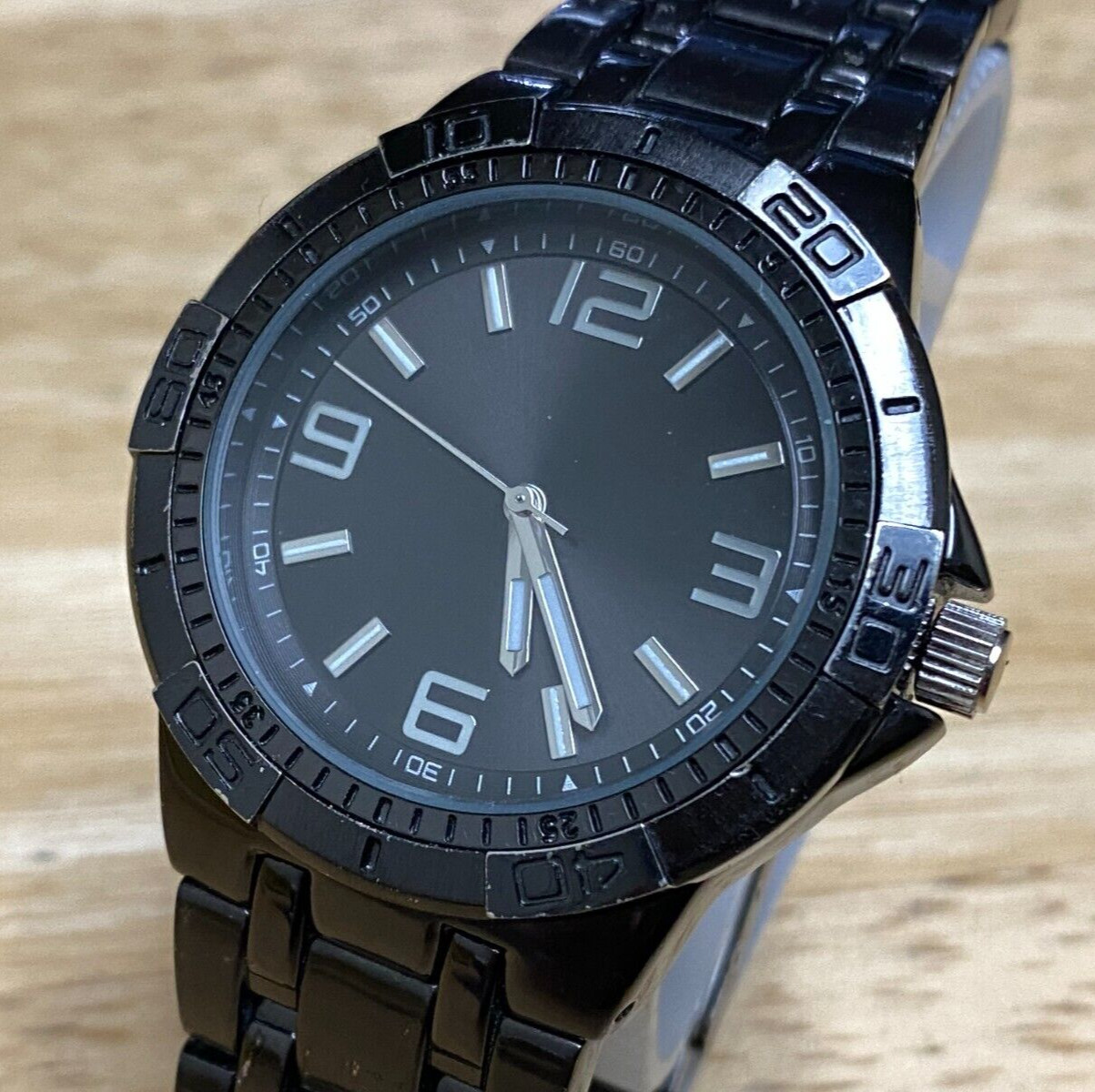 Allude Quartz Watch Men Black Japan Movt Rotating Bezel Analog New Battery 8″