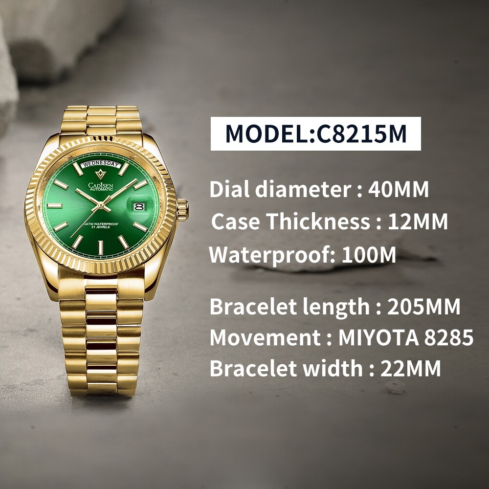 Men’s Automatic Mechanical Watch Sapphire Glass Miyota Movement 100M Waterproof