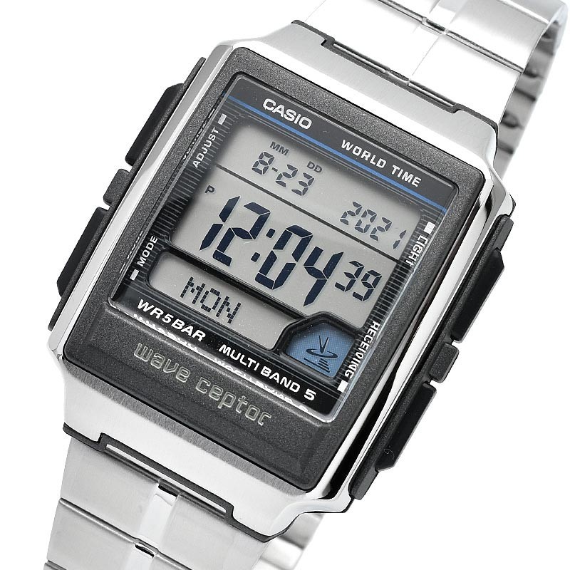 CASIO WV-59RD-1AJF Wave Ceptor Radio Solar Silver Metal Digital Watch Japan New