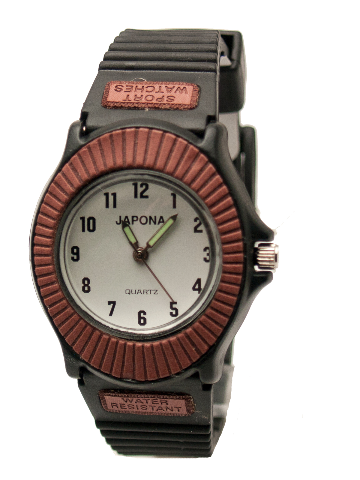JAPONA: 3 INTERCHANGABLE PLASTIC BANDS AND CASE ANALOG QUARTZ WATCH