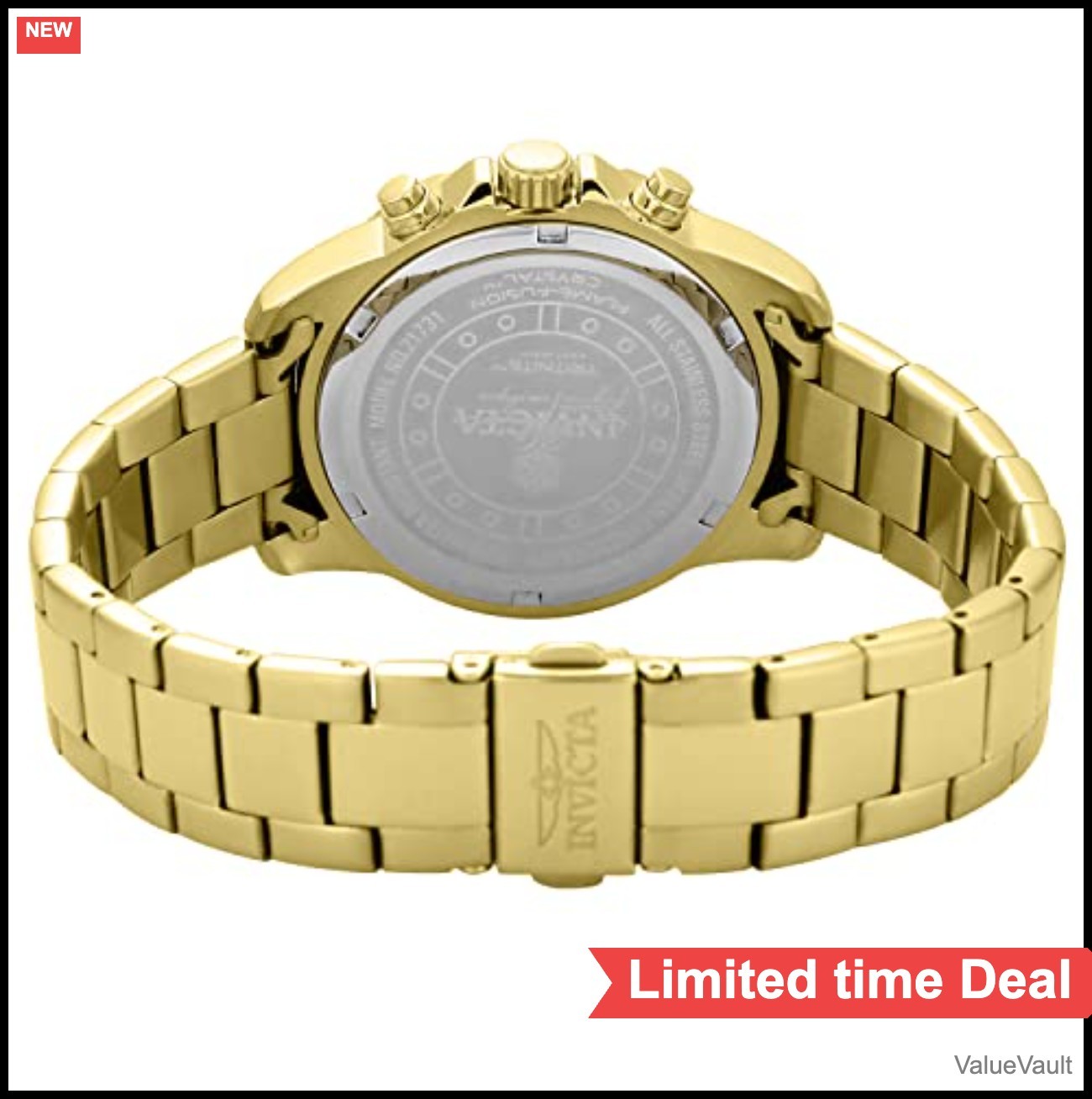 Women’s Quartz Watch 38mm Gold Dial Luminous Hands Stainless Steel 100m Water