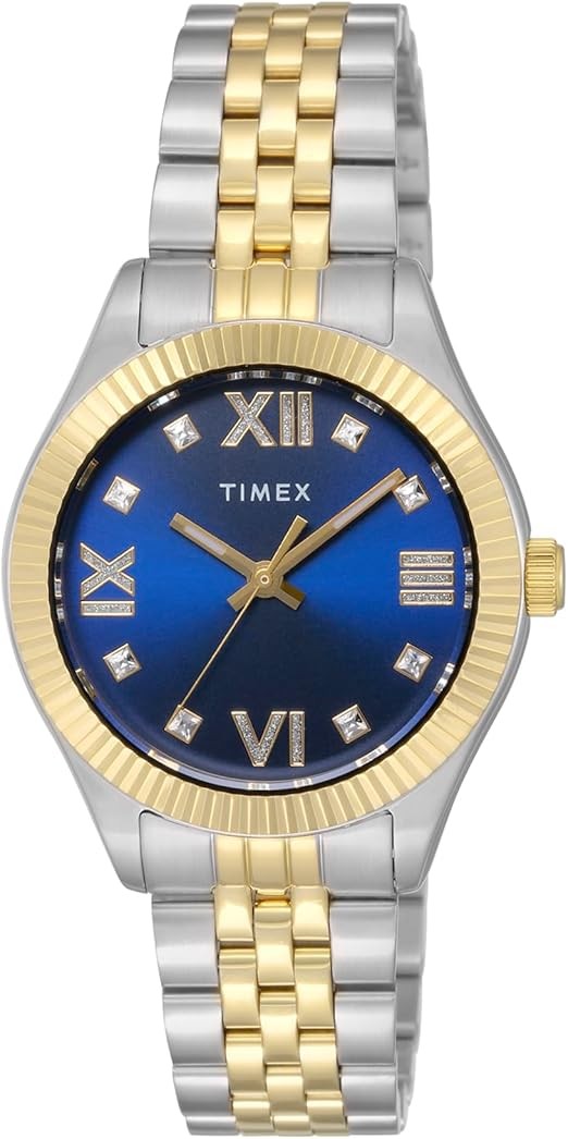 TIMEX TW2V45800 Waterbury Legacy Quartz Gold Blue Sunray Ladies Authentic Watch