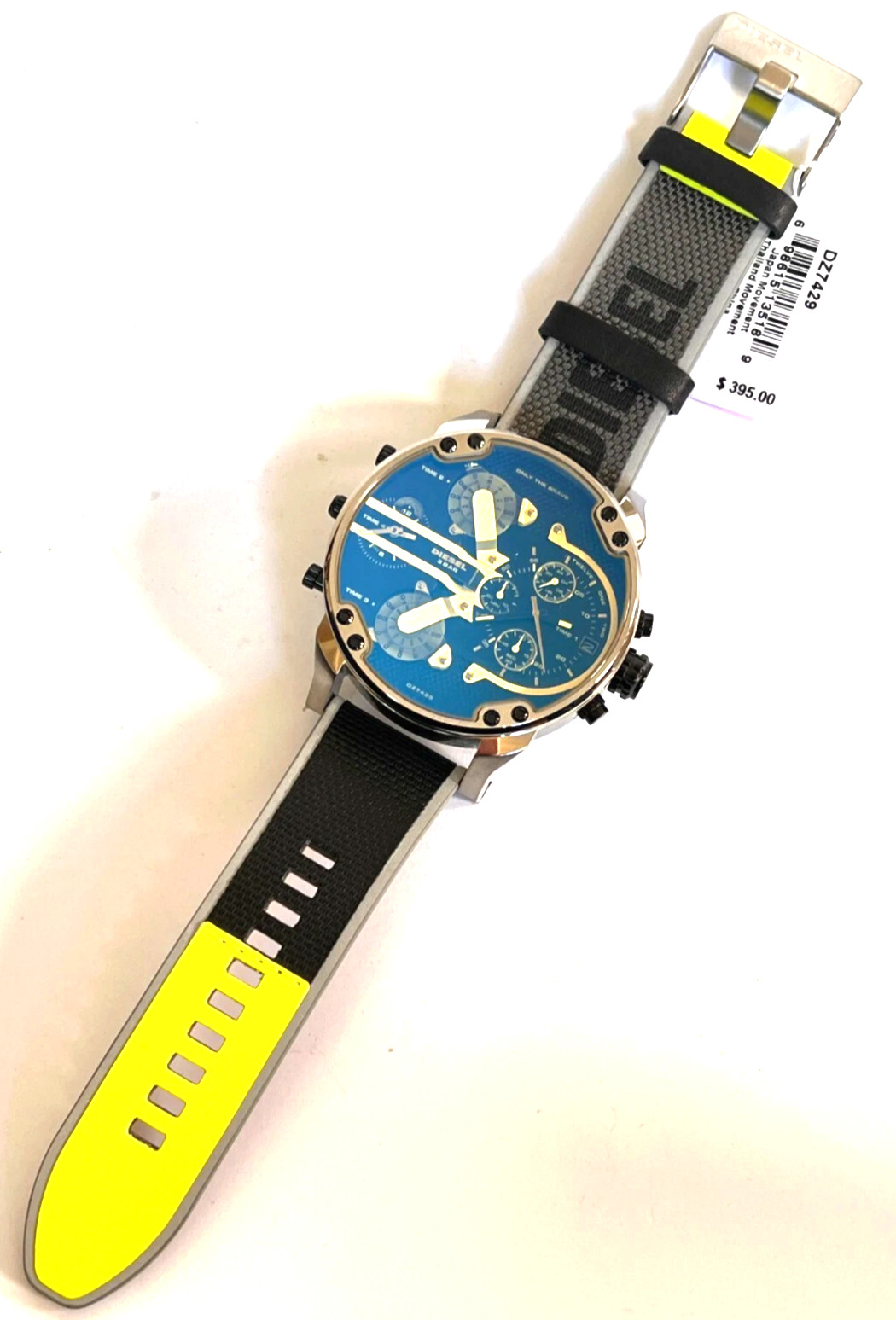 DIESEL DZ7429 Mr. Daddy 2.0 Silver S/Steel Case with Gray Nylon Strap Watch $395