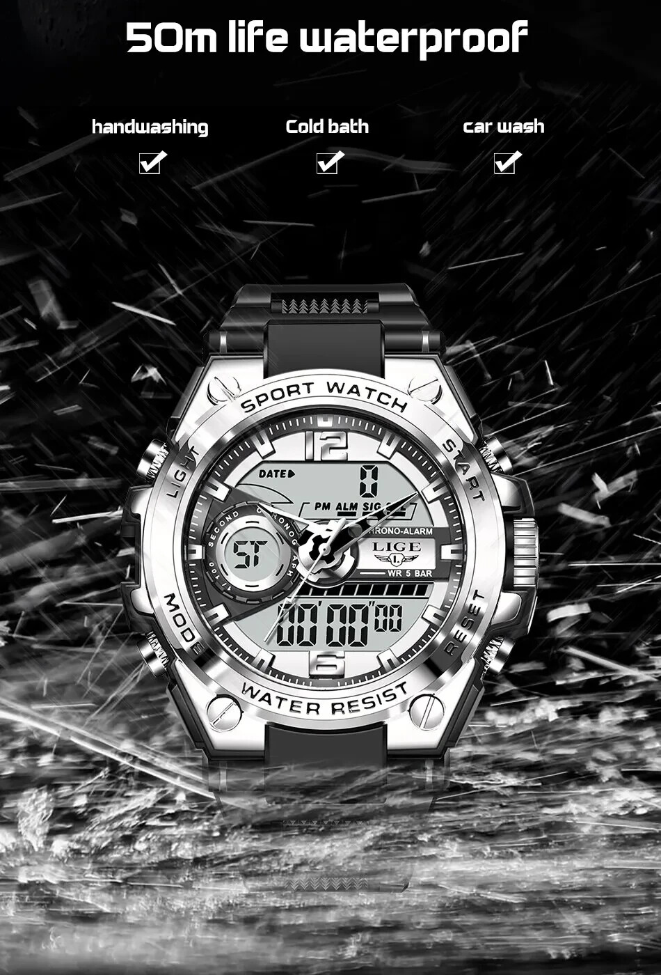 Military Tactical Waterproof Digital Sports Watch LED Backlight TAC Wristwatch