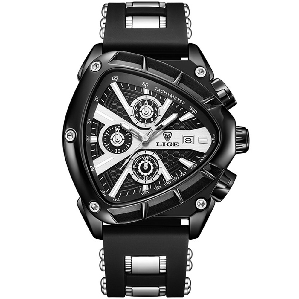 LIGE Men Watch Irregular Triangle Wristwatch Boy Sport Watch Male Silicone Watch